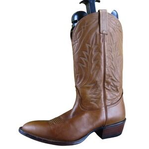 Nocona Cowboy Boots Mens 10.5 D Brown Leather Western Stitch Details USA‎